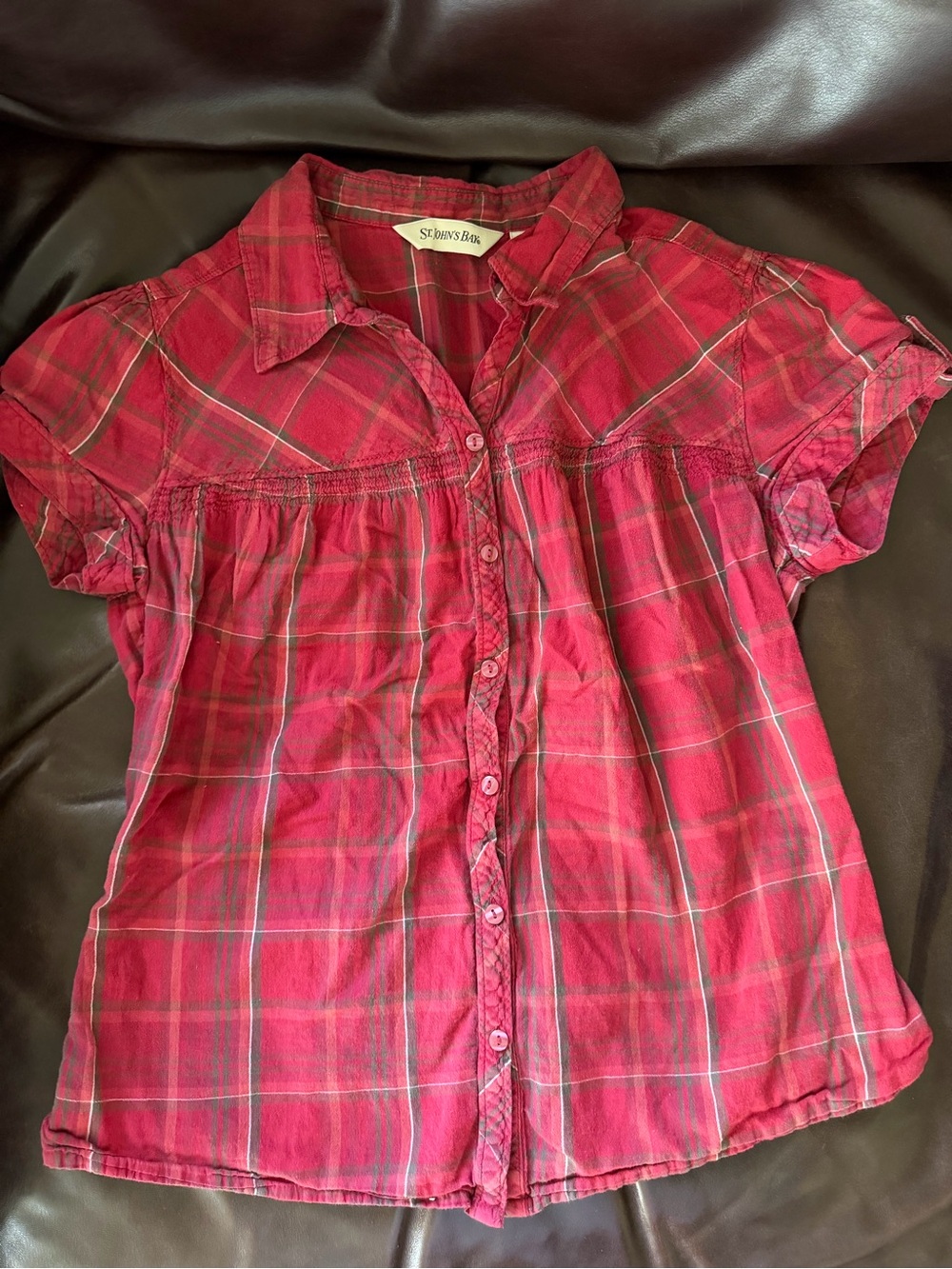 St. John’s Bay Red Plaid Button Down Shirt